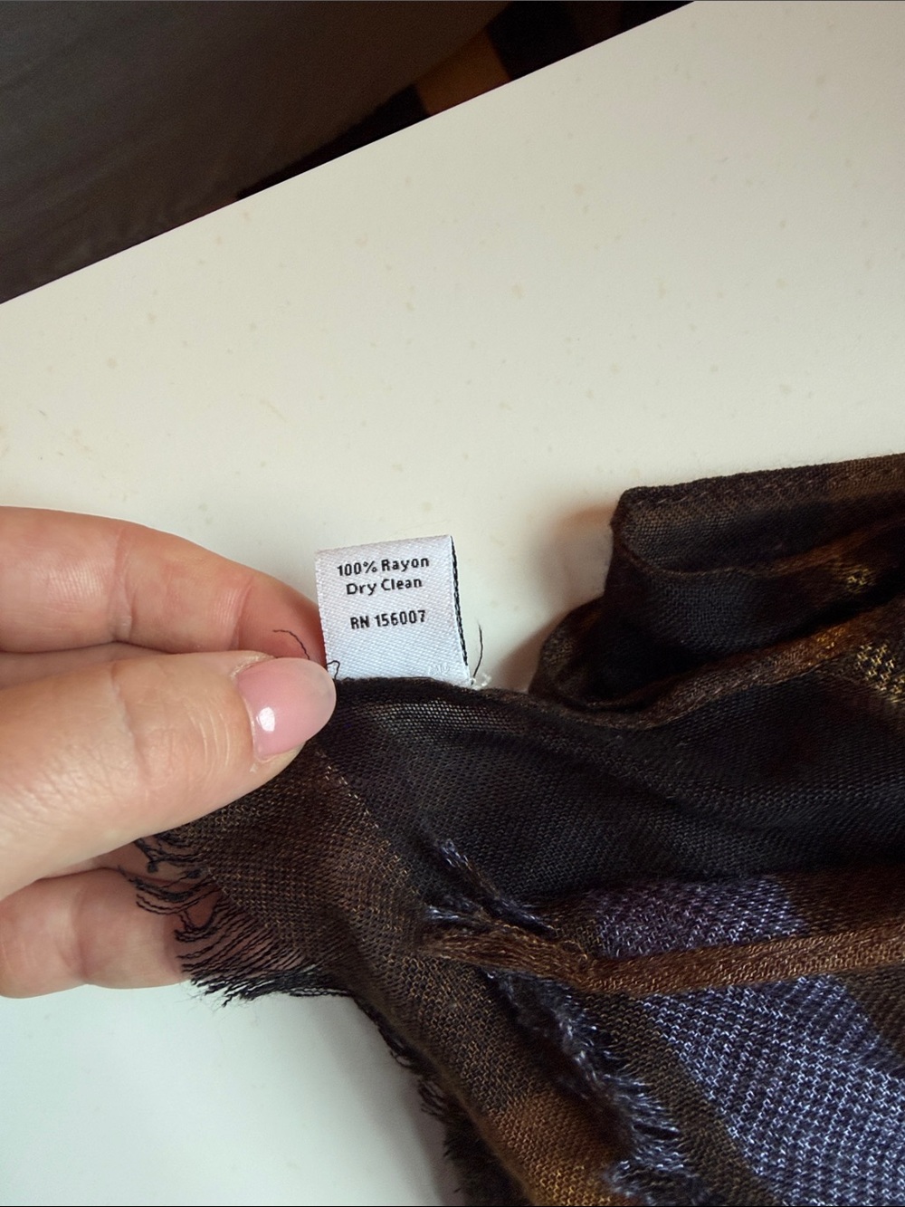 Vera Bradley Plaid Fringe Scarf in Brown, Purple, Blue - Picture 3 of 7